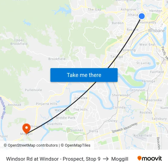 Windsor Rd at Windsor - Prospect, Stop 9 to Moggill map