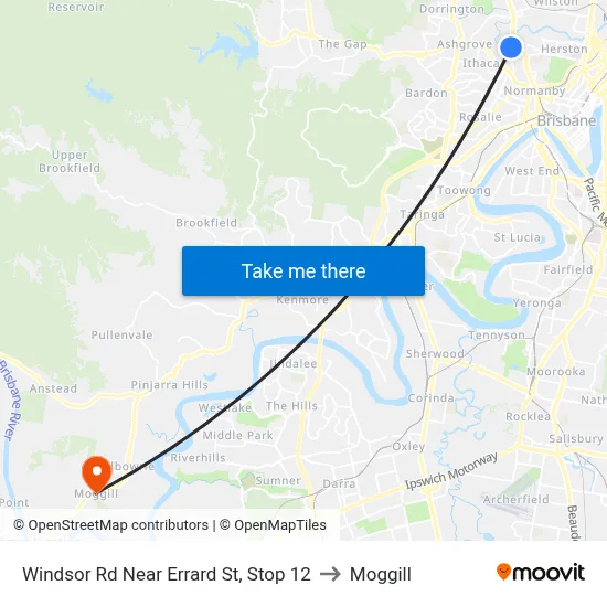 Windsor Rd Near Errard St, Stop 12 to Moggill map