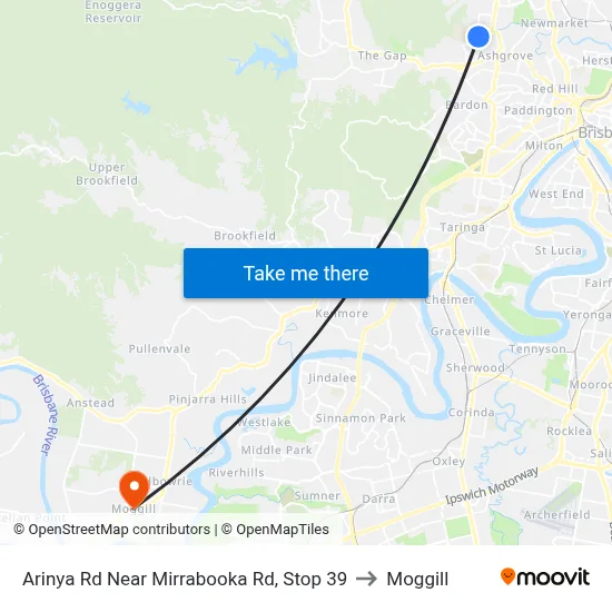 Arinya Rd Near Mirrabooka Rd, Stop 39 to Moggill map