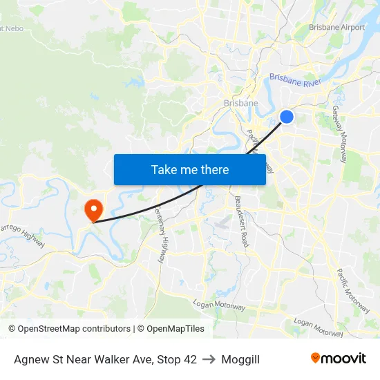 Agnew St Near Walker Ave, Stop 42 to Moggill map