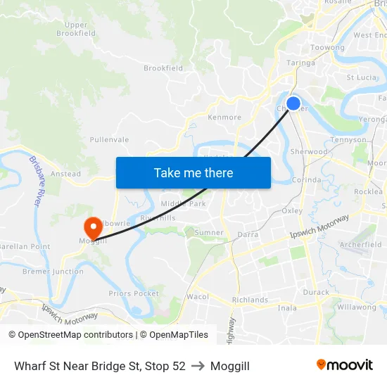 Wharf St Near Bridge St, Stop 52 to Moggill map