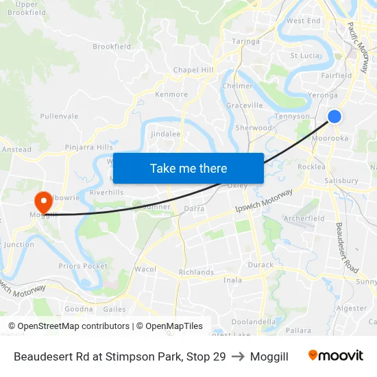 Beaudesert Rd at Stimpson Park, Stop 29 to Moggill map
