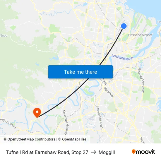 Tufnell Rd at Earnshaw Road, Stop 27 to Moggill map