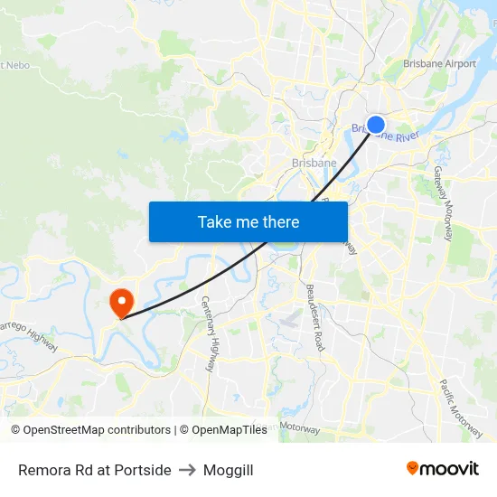 Remora Rd at Portside to Moggill map