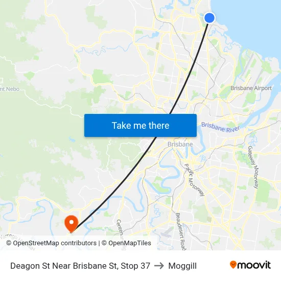 Deagon St Near Brisbane St, Stop 37 to Moggill map