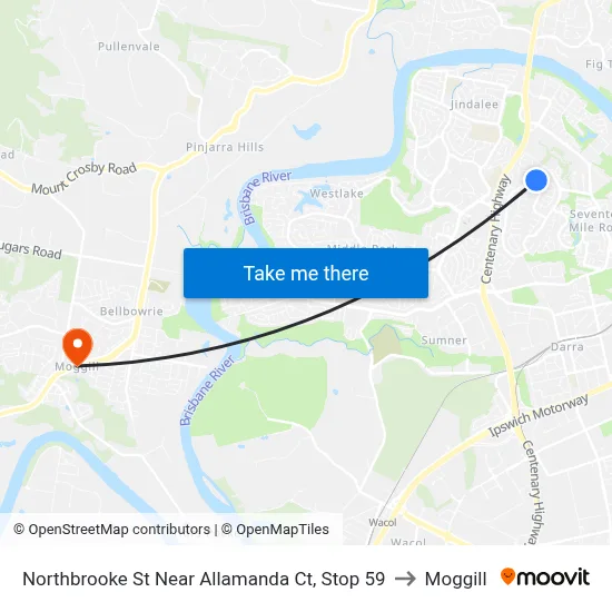 Northbrooke St Near Allamanda Ct, Stop 59 to Moggill map