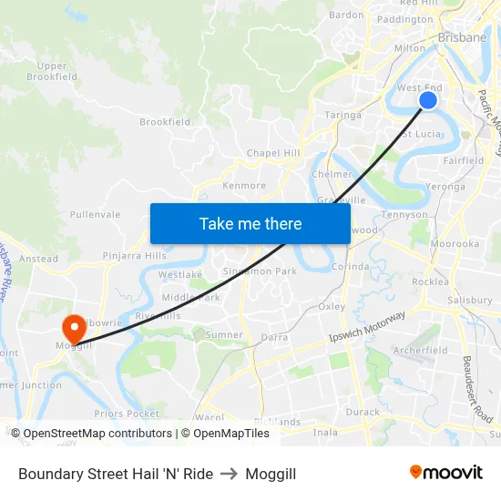 Boundary Street Hail 'N' Ride to Moggill map