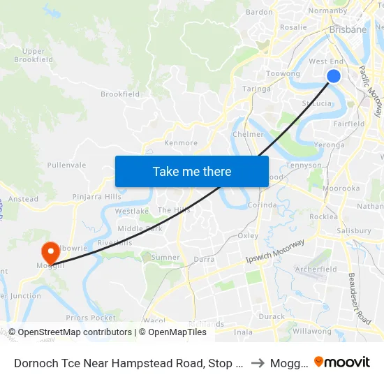 Dornoch Tce Near Hampstead Road, Stop 21 to Moggill map