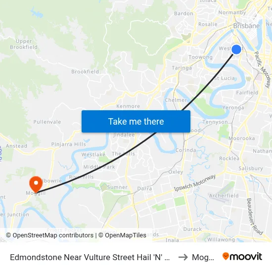 Edmondstone Near Vulture Street Hail 'N' Ride to Moggill map