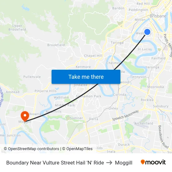Boundary Near Vulture Street Hail 'N' Ride to Moggill map