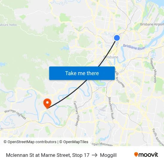 Mclennan St at Marne Street, Stop 17 to Moggill map