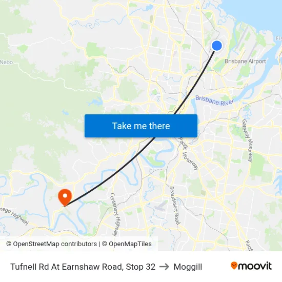 Tufnell Rd At Earnshaw Road, Stop 32 to Moggill map