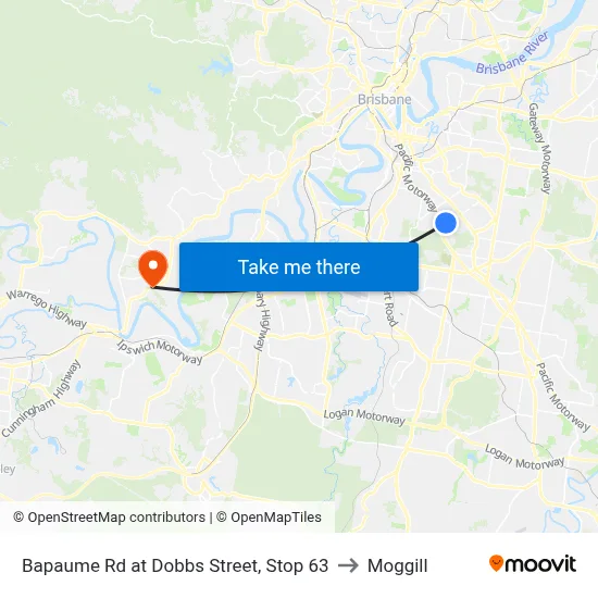 Bapaume Rd at Dobbs Street, Stop 63 to Moggill map