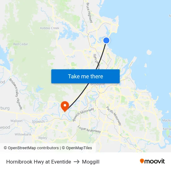 Hornibrook Hwy at Eventide to Moggill map