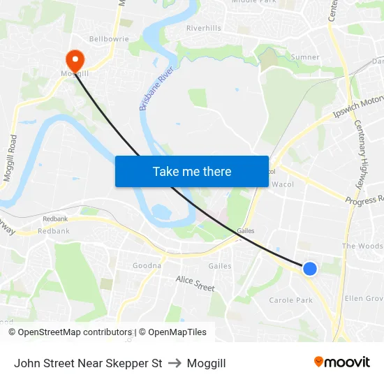 John Street Near Skepper St to Moggill map