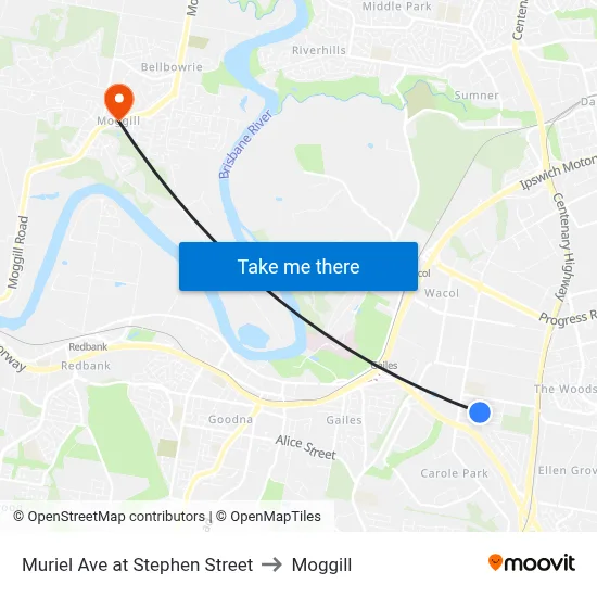 Muriel Ave at Stephen Street to Moggill map