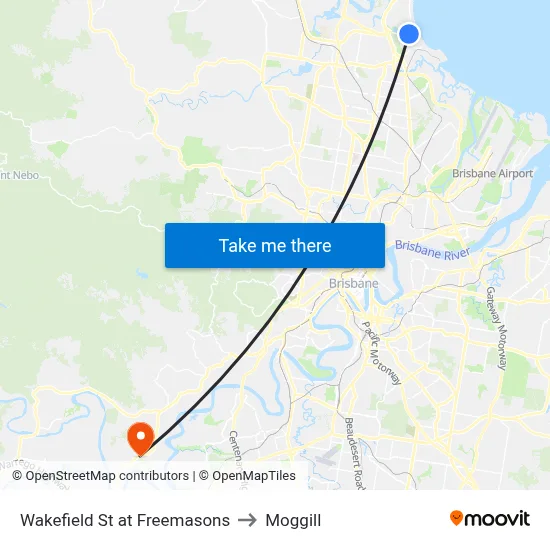 Wakefield St at Freemasons to Moggill map