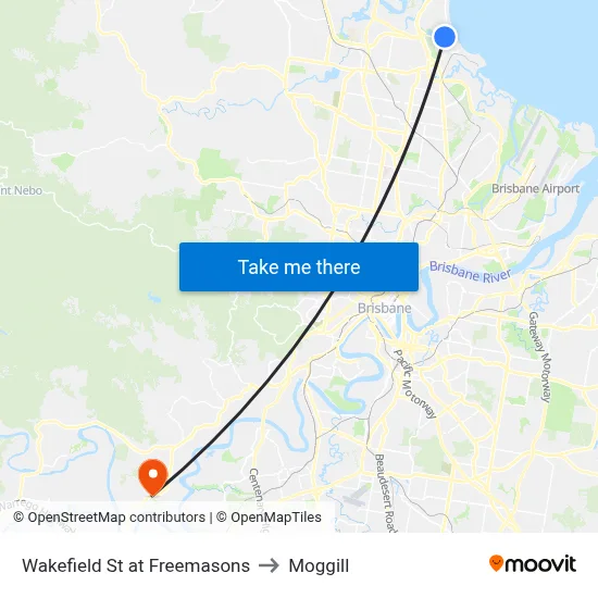 Wakefield St at Freemasons to Moggill map