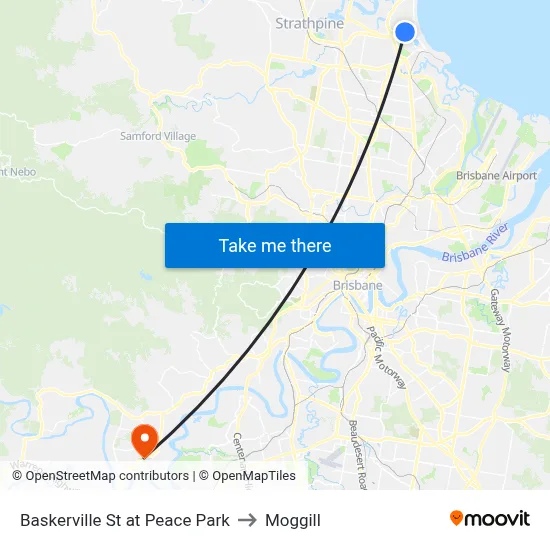 Baskerville St at Peace Park to Moggill map