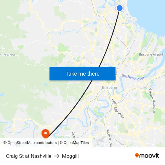 Craig St at Nashville to Moggill map