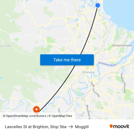 Lascelles St at Brighton, Stop 56a to Moggill map
