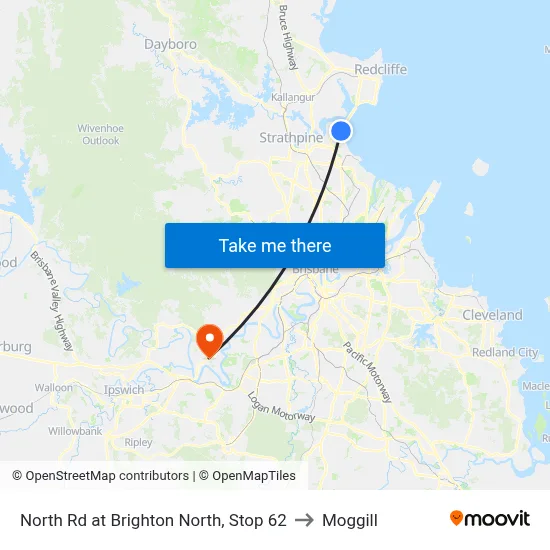 North Rd at Brighton North, Stop 62 to Moggill map