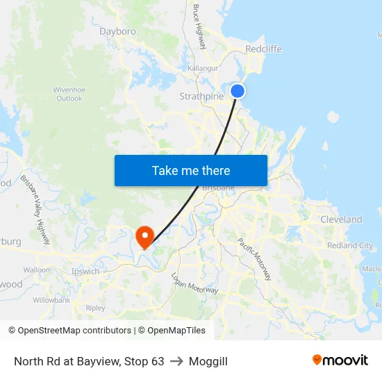 North Rd at Bayview, Stop 63 to Moggill map