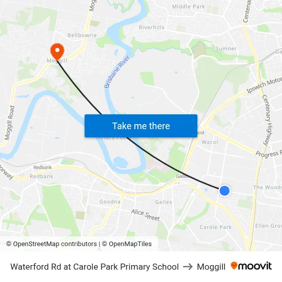 Waterford Rd at Carole Park Primary School to Moggill map