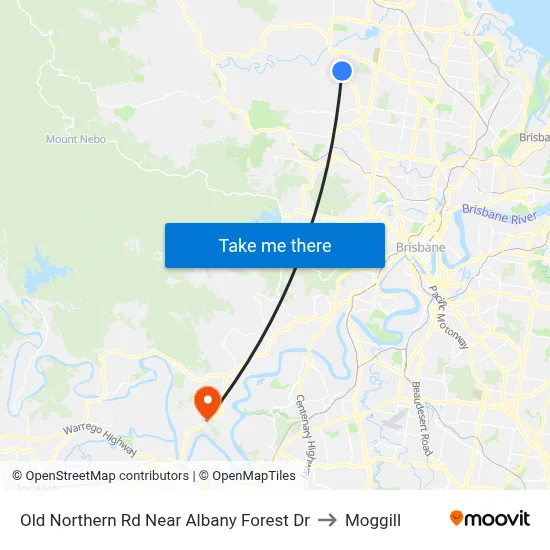 Old Northern Rd Near Albany Forest Dr to Moggill map