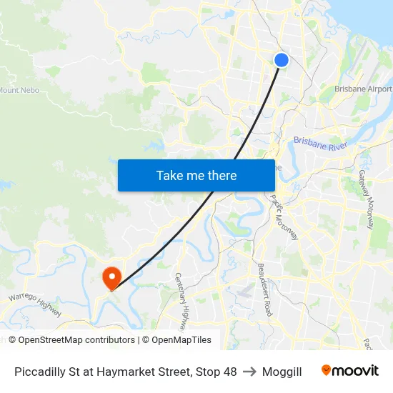 Piccadilly St at Haymarket Street, Stop 48 to Moggill map