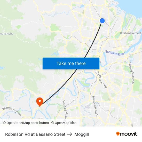 Robinson Rd at Bassano Street to Moggill map