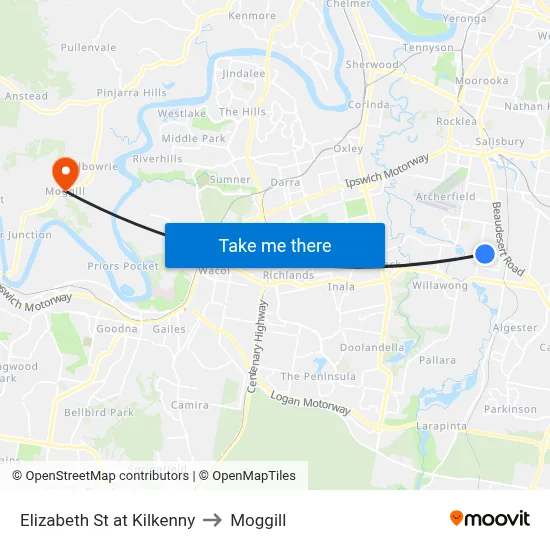 Elizabeth St at Kilkenny to Moggill map