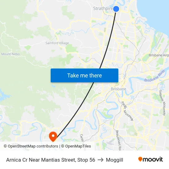 Arnica Cr Near Mantias Street, Stop 56 to Moggill map