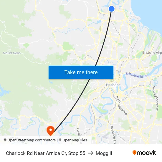 Charlock Rd Near Arnica Cr, Stop 55 to Moggill map