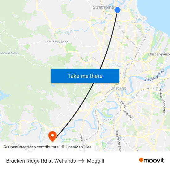 Bracken Ridge Rd at Wetlands to Moggill map