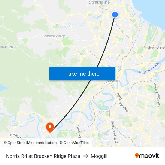 Norris Rd at Bracken Ridge Plaza to Moggill map