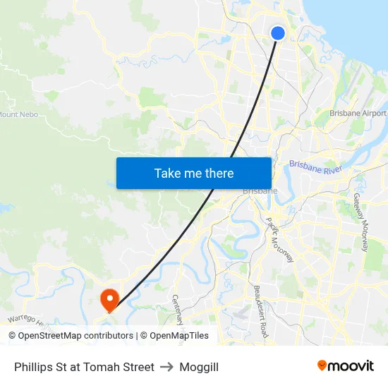 Phillips St at Tomah Street to Moggill map
