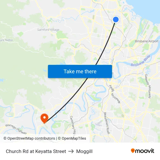 Church Rd at Keyatta Street to Moggill map