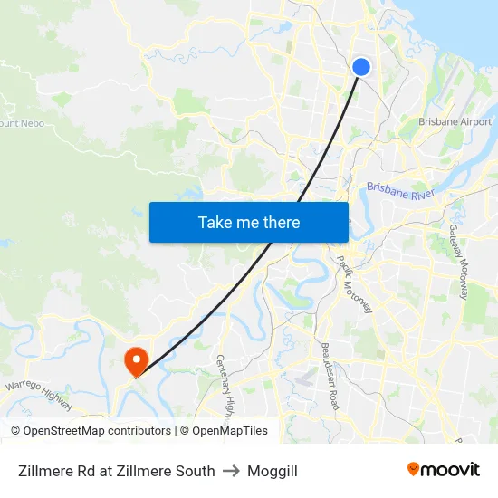 Zillmere Rd at Zillmere South to Moggill map