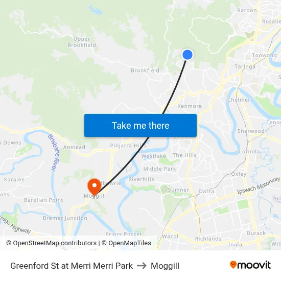 Greenford St at Merri Merri Park to Moggill map