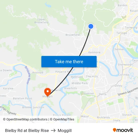 Bielby Rd at Bielby Rise to Moggill map