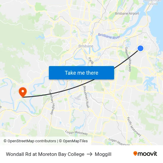 Wondall Rd at Moreton Bay College to Moggill map