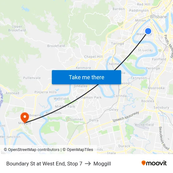 Boundary St at West End, Stop 7 to Moggill map