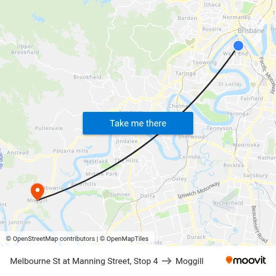 Melbourne St at Manning Street, Stop 4 to Moggill map