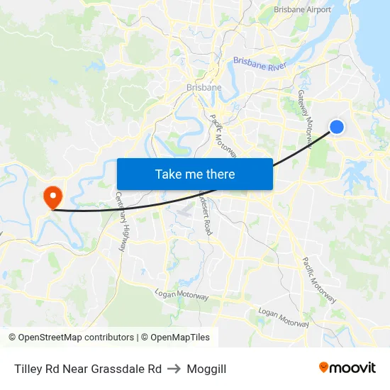 Tilley Rd Near Grassdale Rd to Moggill map