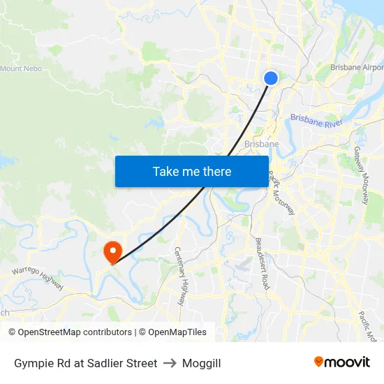 Gympie Rd at Sadlier Street to Moggill map
