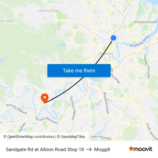 Sandgate Rd at Albion Road Stop 18 to Moggill map