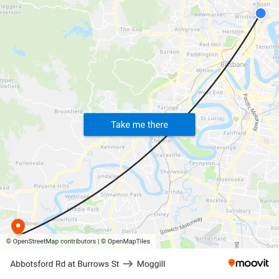 Abbotsford Rd at Burrows St to Moggill map