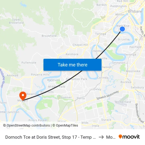 Dornoch Tce at Doris Street, Stop 17 - Temp Closure From 13 July to Moggill map