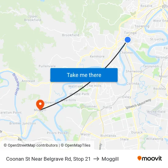 Coonan St Near Belgrave Rd, Stop 21 to Moggill map